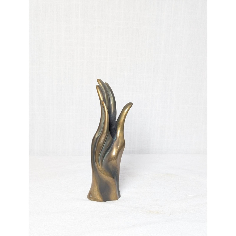 Vintage 1979 Bob Bennett Signed Bronze Hand Sculpture Bud Vase Modernist Art - Picture 8 of 14